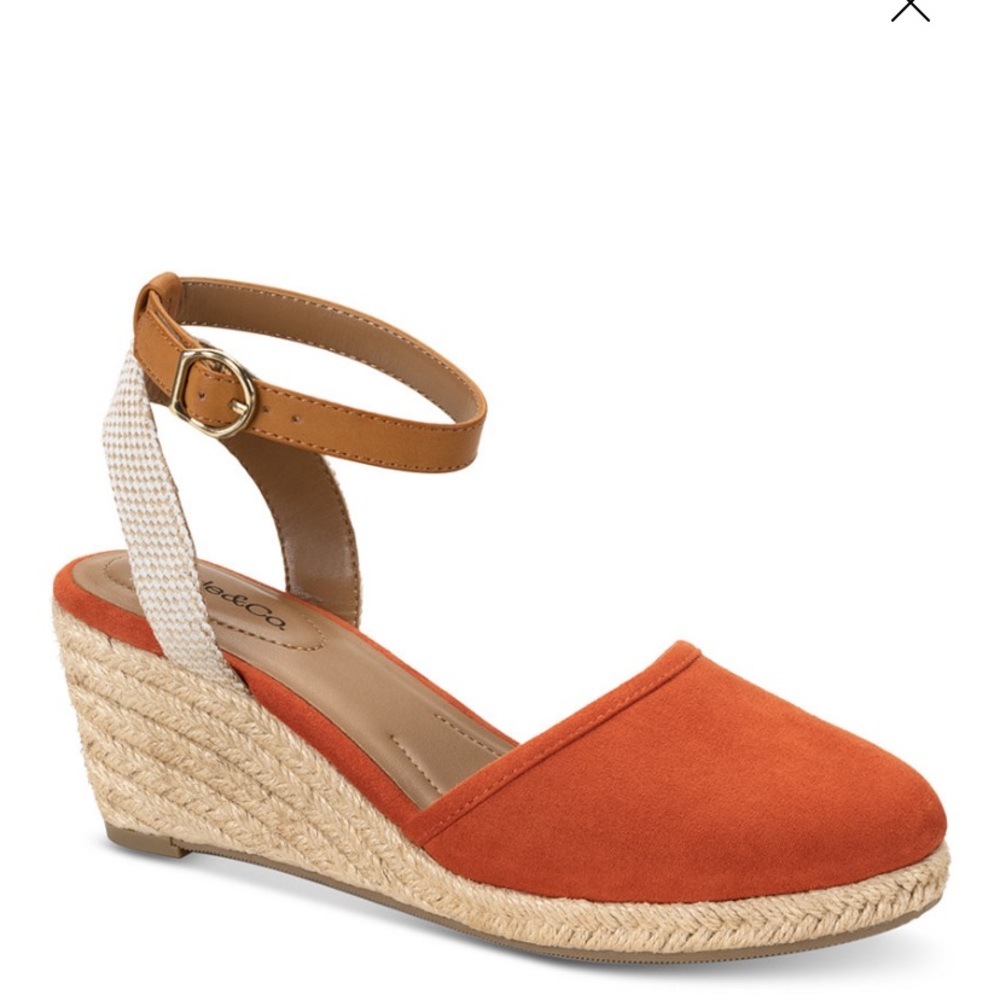 Style & Co. Orange Tan Espadrille Wedges with Ankle Strap